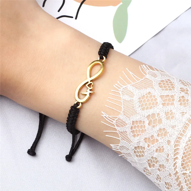 Charm Women Men Bracelet Infinity ECG Lucky Red String Braided Adjustable Couple Knot Rope Bracelets Handmade Friendship Jewelry