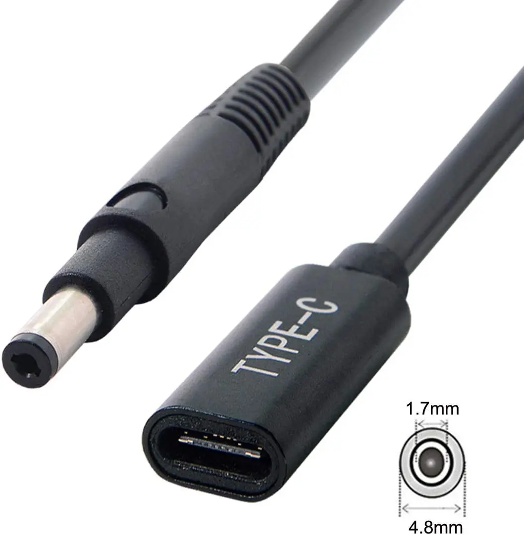 Loại C USB-C Nữ Đầu Vào DC PD Cáp Sạc Phù Hợp Với Laptop 18-20V (4.8X1.7Mm)
