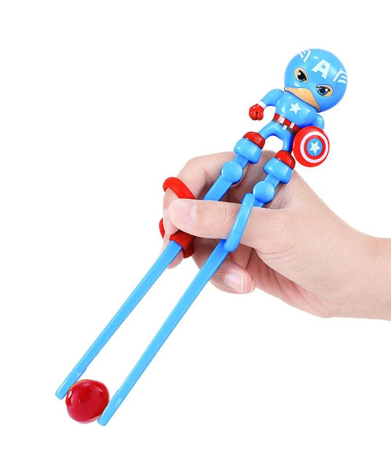 1 Pair Disney Cartoon 3D Chopsticks Children Training Learning Chopsticks Hero Doll Silicone Ring Children\'s Tableware Set