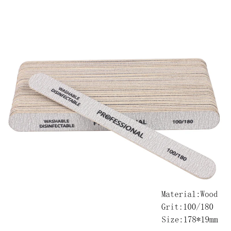 50 Stuks Professionele Nagelvijl 80/100/180/240 Grijs Manicure Buffer Blok Mix Stijl Nagelvijl Pedicure Schuren nagelsalon Gereedschap