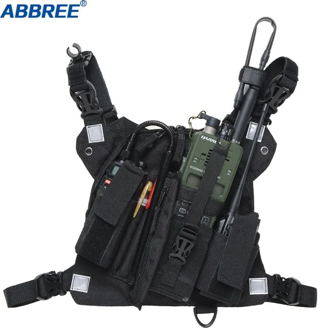 Nylon Two Way Radio Pouch Chest Front Pack Pocket Walkie Talkie