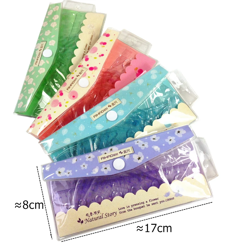 4 pz/pacco Bellissimo Fiore Righello Per Cucire Righelli di Quattro pezzi Per Patchwork Righello Strumento Regalo Promozionale di Cancelleria