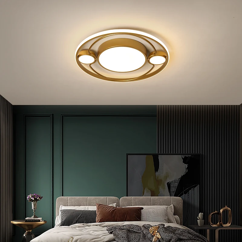 

New Arrival Round Gold LED Ceiling Lights With Remote Control For Bedroom Dining Room Kitchen Lusure Lights Apply To AC90-260V