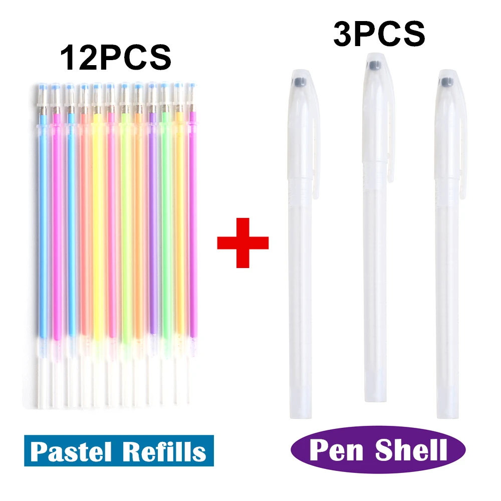 15Pcs/Set Flash Gel Pen Highlight Cute Candy Color Full Shinning Refill Colorful  Fluorescent For Children Painting Graffiti Pen