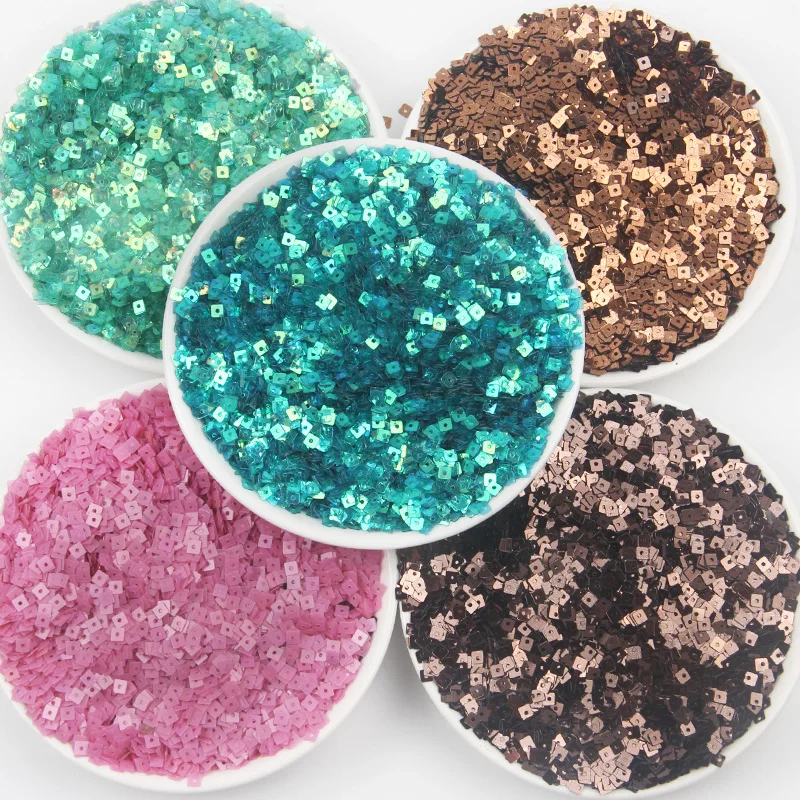 3mm 4mm Square Sequins Paillettes Flat PVC Sequin Mini Glitter Paillette With A Hole For Nail Art Sewing wedding Decoration 10g