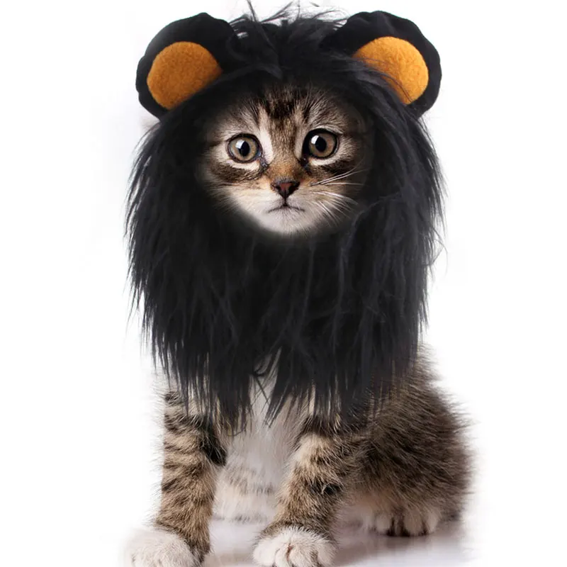 Lion Shaped Cosplay Hat for Cat Black Designer Pet Dog Accessories Winter Christmas Costume Kitten Head Wear Puppy Pet Supplies