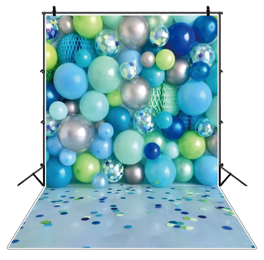 Baby Birthday Party Balloons Photography Backdrop With Floor Children Portrait Photographic Decor Background Photo Studio Custom