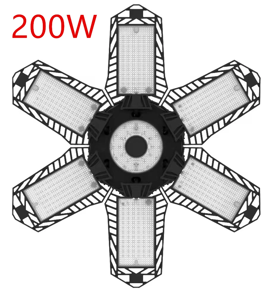 Folding Garage Lighting 200W LED Light B22 E26 E27 E39 E40 Ceiling Lamp LED High Bay Lights UFO Deformable BulbAC110V 220V Bulb