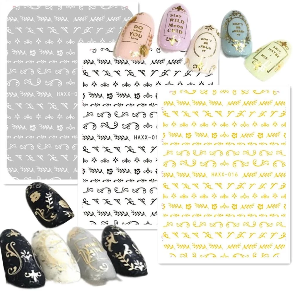 Newest Decorative pattern Design Self Adhesive Decal Slider DIY Decoration Wraps Nail Stickers HANYI 14 15 15