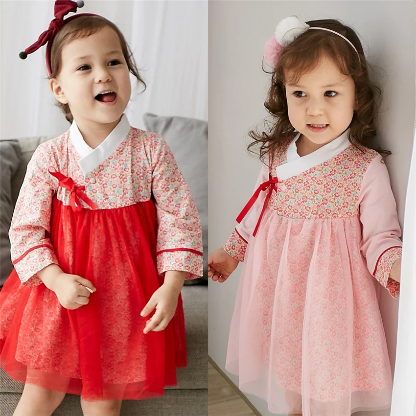 0-1 Yeard Old Traditional Baby Girls Dress Korean Hanbok Korea Fashion Style Stage Performance Clothing Infant Asian Rompers