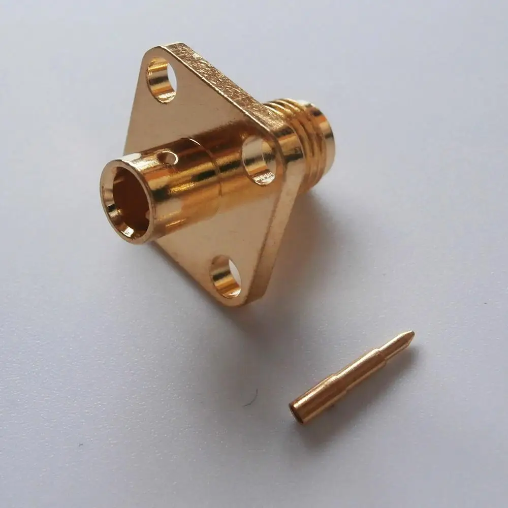 1X Pcs RPSMA RP SMA RP-SMA Female jack 4 Hole Flange Chassis Panel Mount semi-rigid RG402 0.141" cable RF Connector Adapters image 4