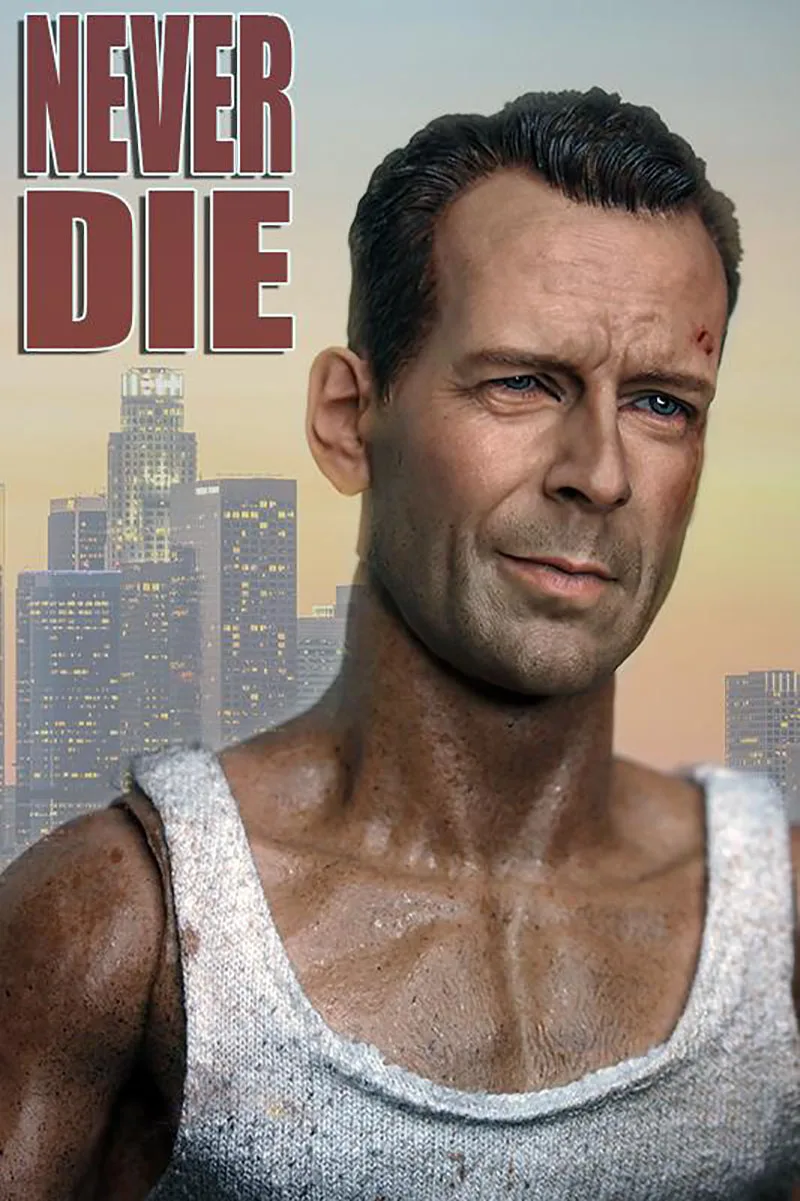 Bruce Willis im Maßstab 1/6 schnitzen verletzte männliche Kopf formung beschädigte Version passen 12 ''männliche Soldat Action figur Körper puppen – Detail 7
