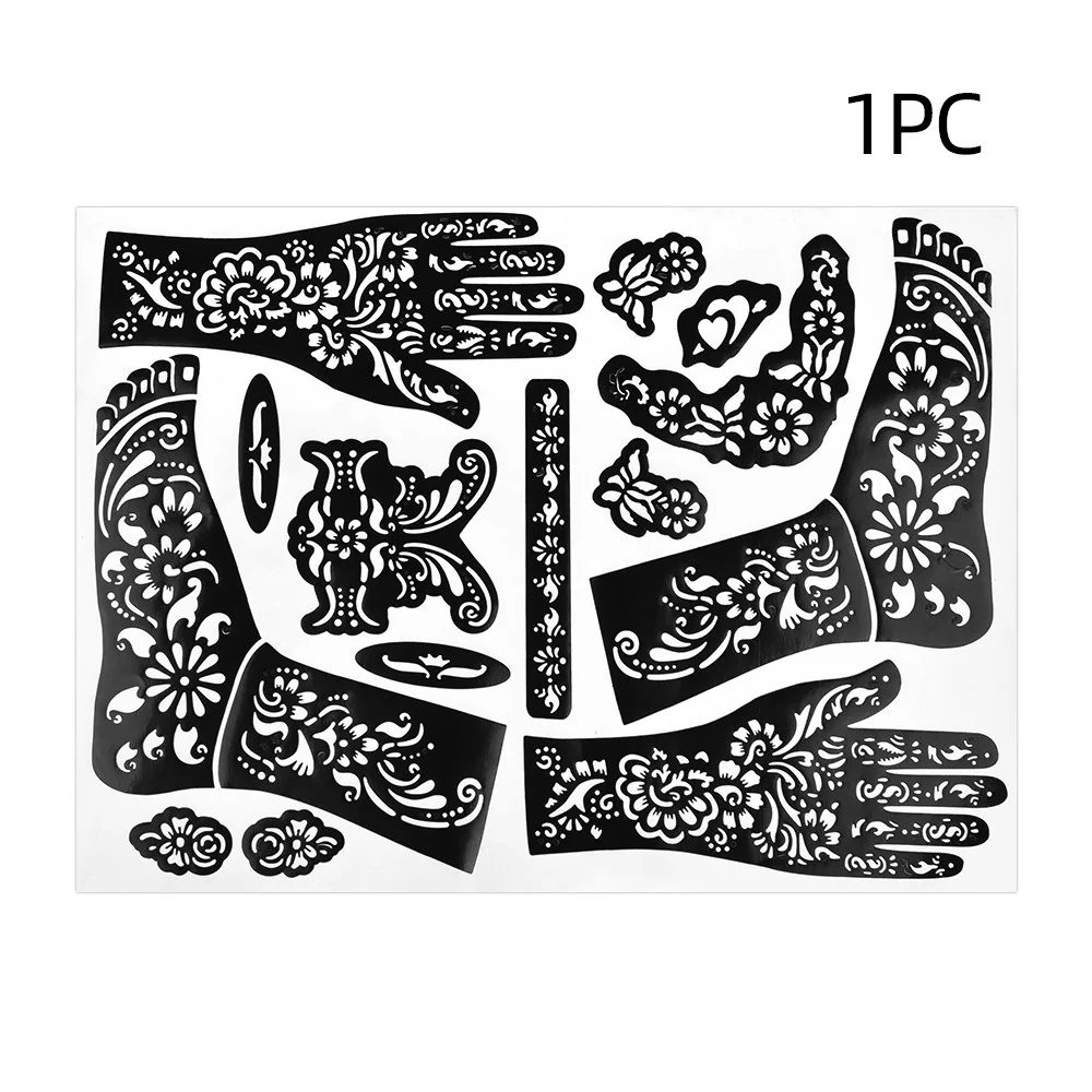 1 Sheet Professional Henna Tattoo Hollow Templates Hands Feet Leg Arm Airbrushing Tattooing Templates Temporary Body Painting