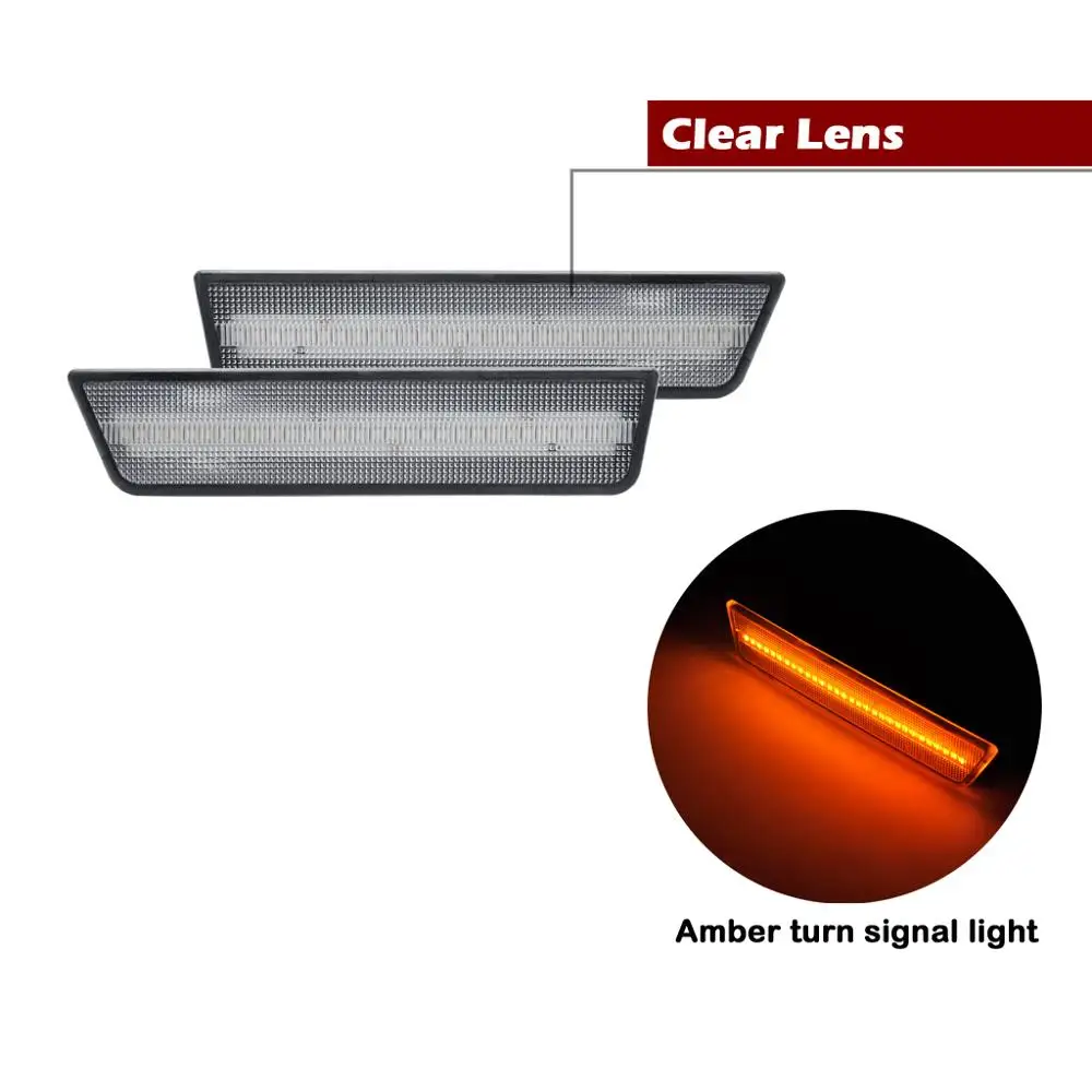 For Dodge Challenger 2008-2014 clear lens or smoked lens car front amber turn signal light LED side marker lamp