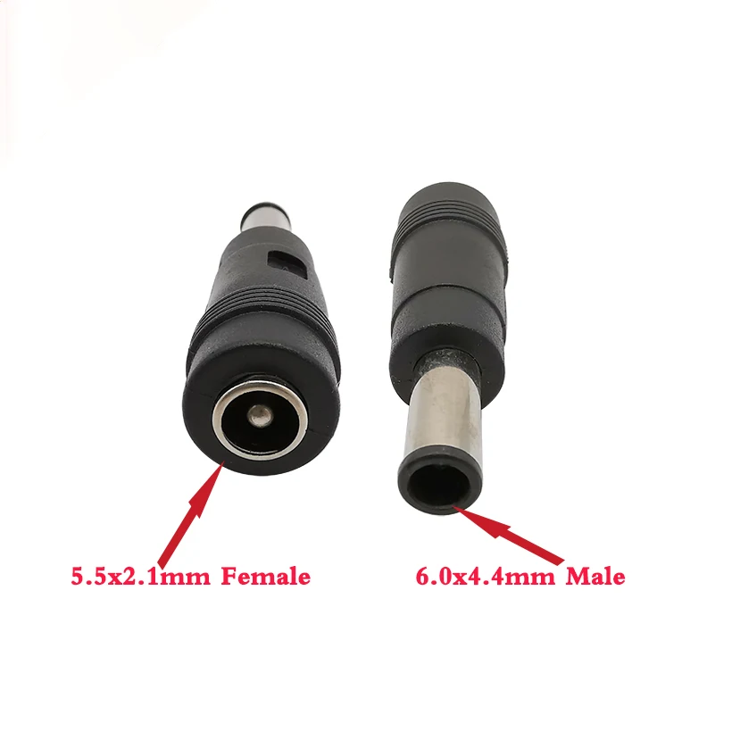 2/5/10Pcs 5.5 x 2.1mm Female to 6.0 x 4.4mm Male DC Power Plug Connector Adapter Laptop 5.5*2.1 to 6.0*4.4 mm