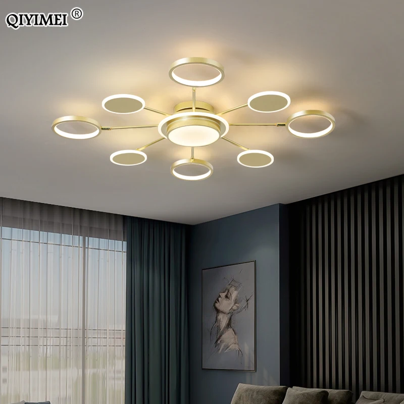 Plafonnier LED avec télécommande, design moderne, disponible en noir et en or, intensité réglable, luminaire décoratif d'intérieur, idéal pour un salon, une salle à manger ou une chambre à coucher, nouveau modèle