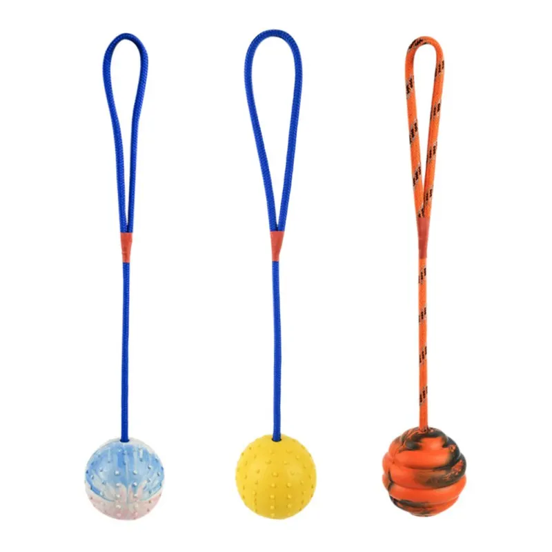 Pet Dogs Training Toy Natural Rubber Ball On Rope For Reward Fetch Play Interactive Funny Dog Toy Dog Training Supplies #