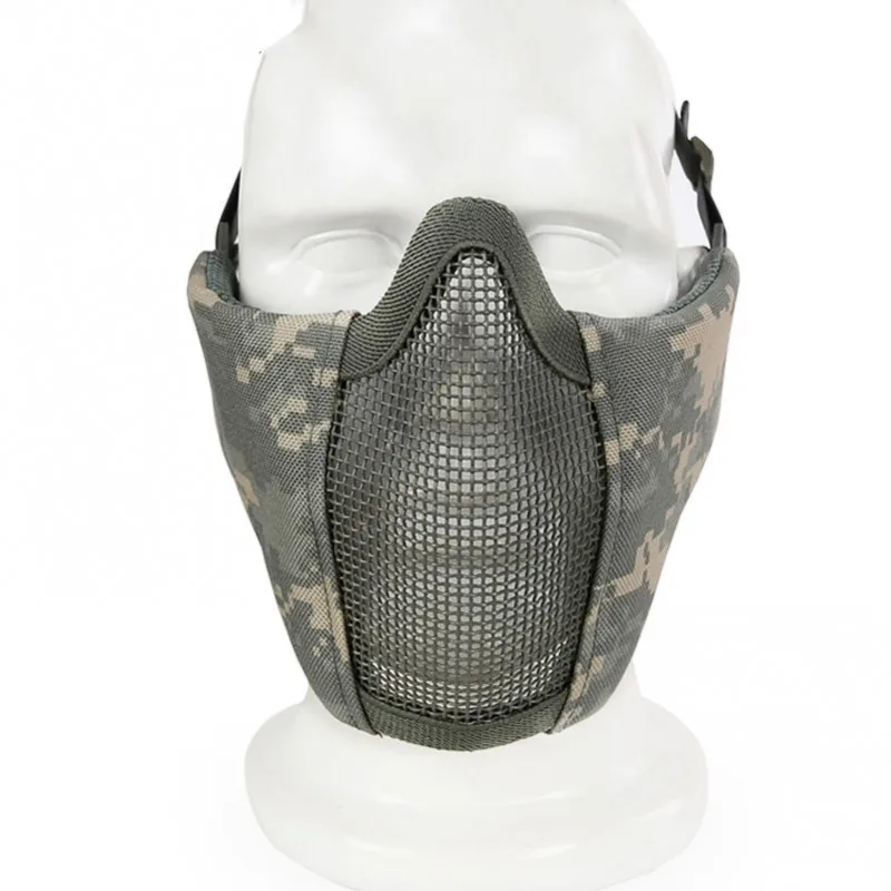 Masque demi-visage tactique Airsoft, maille métallique, protection du crâne, militaire, accessoires de chasse Wargame, Paintball