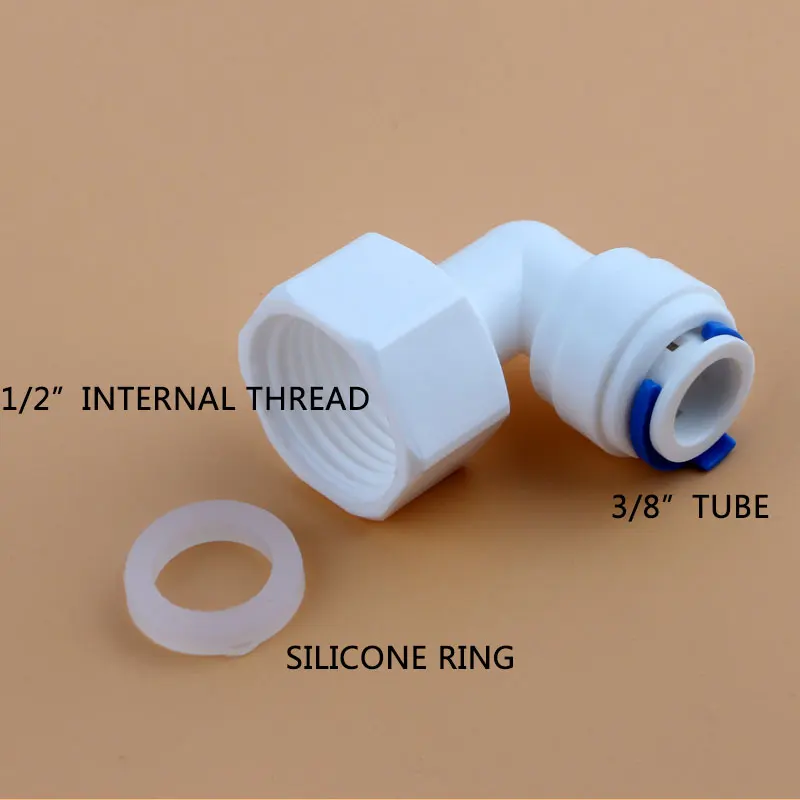 Rosca interna de 1/2 "para tubo de 1/4", conector de cotovelo com anel de silicone, 43n, conexão rápida branca, encaixe para água