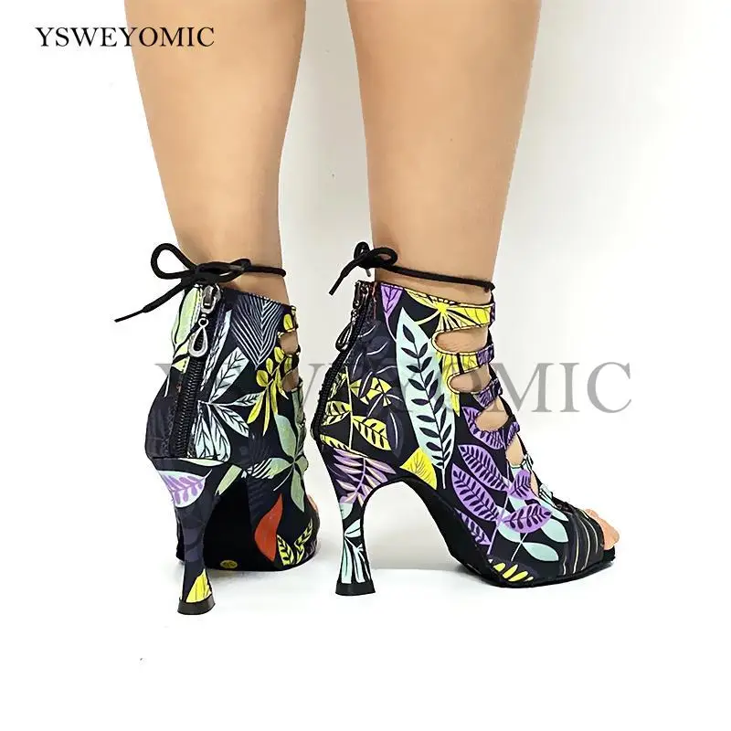 Latin Salsa Dance Shoes Women Spring Summer Style Soft Insole Fabric Salsa Bachata Rumba Latin Dance Shoes 5-10cm Heels