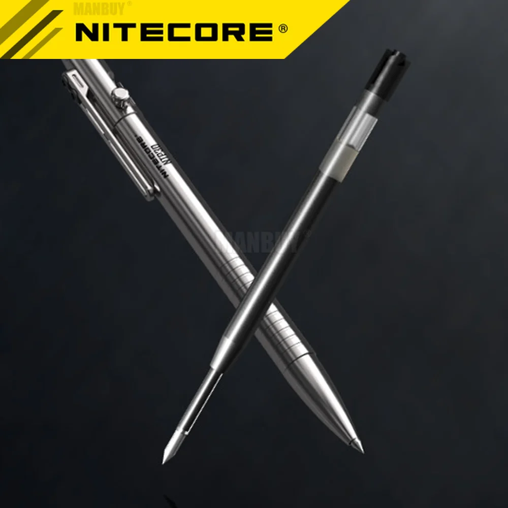 Authentic Nitecore NTP30 Bolt Action Tactical Pen Self-defense Titanium Alloy Tools Ergonomically Tungsten Steel Tapered Tip