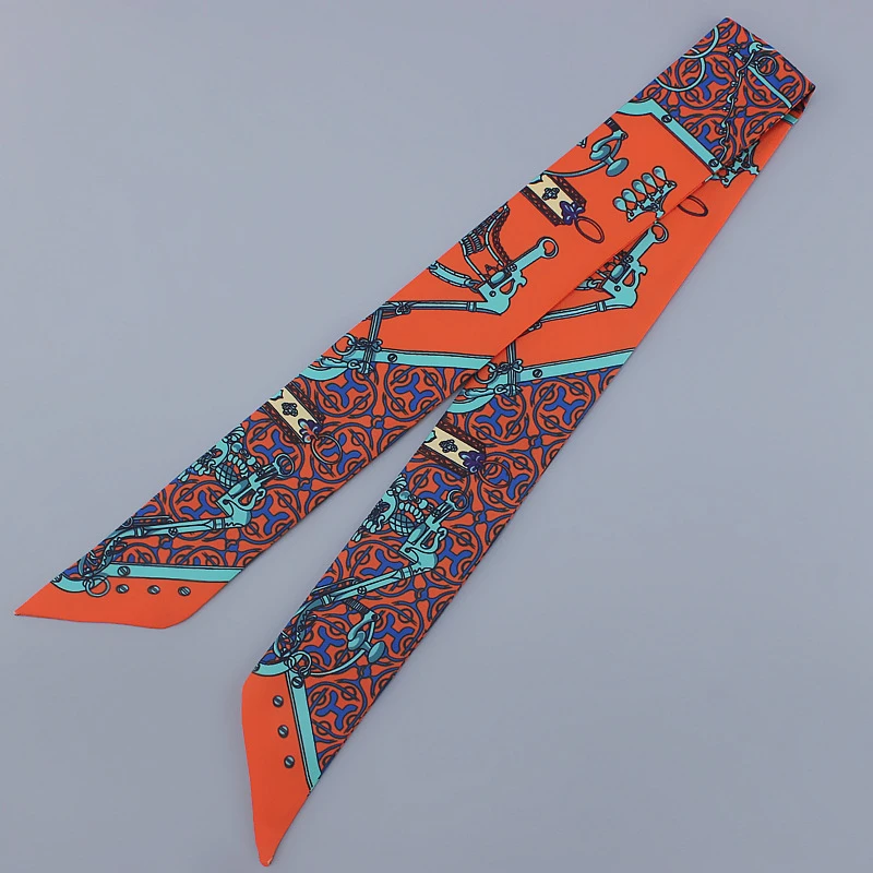 Clássico saco cachecol moda sarja cetim impressão cachecol senhoras marca de luxo amarrado bolsa fita senhoras headscarf bandana mq17