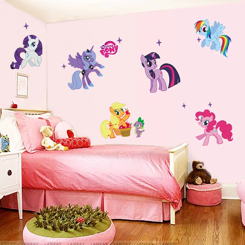 cartoon pony wall stickers for kids rooms children bedroom decoration wall decals girl\'s room birthday gift refrigerator decor