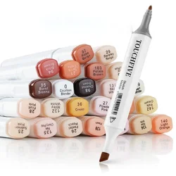 Touchnew Marker Skin Tones Art Markers Pen Artist Dual Headed Alcohol Based Manga Brush Pen for Coloring