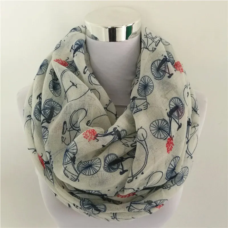 Multi-Usage Fashion Women Bicycle infinity scarf Prints Shawl Lady Stripe Scarf Popular  ring scarves for four seasons