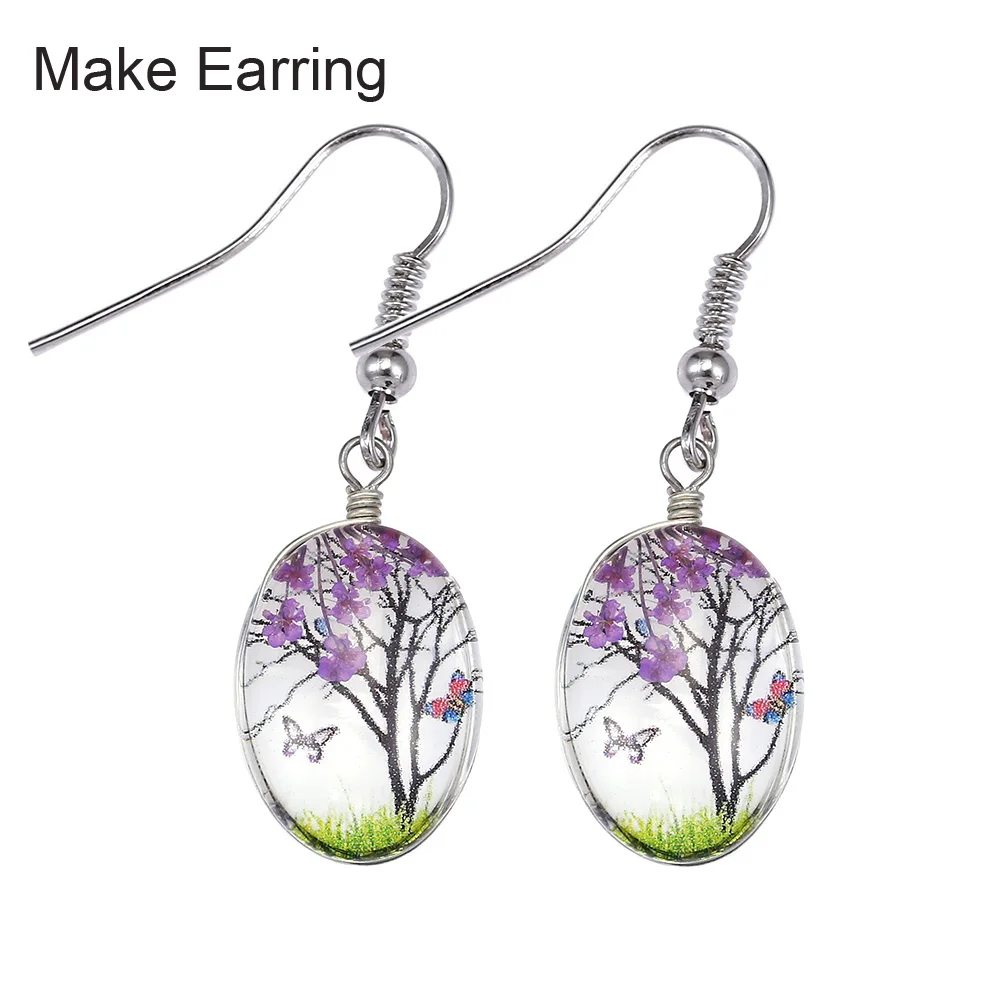 10pcs Wholesale Cabochon Glass Ball Dried Flower Tree Pendant Charms for Necklace Earring Making Diy Jewelry Findings