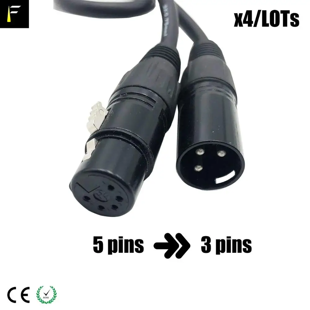 Luce della fase del Suono Audio Dmx512 Cavo 3pin e 5pin 3XLR per 5XLR 2in1 Controller Console dmx Cavi 3pin trasferimento 5pin per Lo Spettacolo