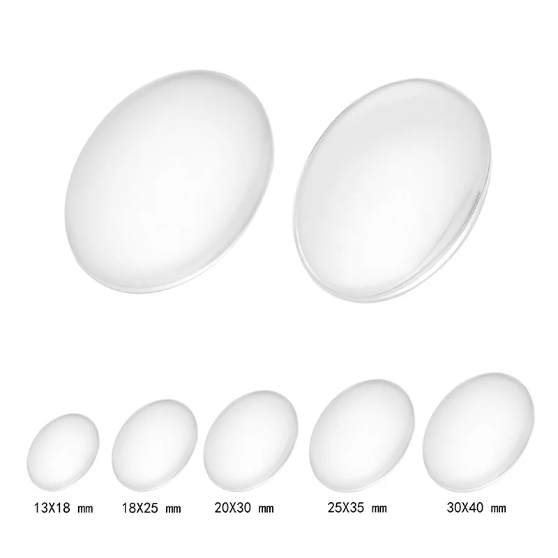 10pcs Oval Shape Clear Crystal Glass Cabochons Cover 10x14mm 13x18mm 18x25mm 20x30mm 25x35mm 30x40mm DIY Pendants Jewelry Making