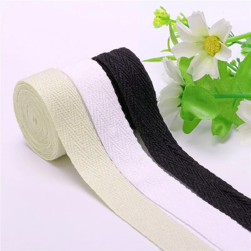 

Natural White Black Ribbon 10/15/20/2530/40/50mm Cotton Ribbon Herring Bonebinding Tape Lace Trimming Packing DIY Accessories