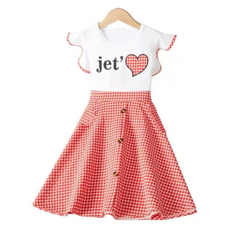 2024 Girls Dresses Cute Summer Kids Plaid Printing Dress Princess Party Clothes Teen Child Clothing 2024 Girls Dresses Cute Summer Kids Plaid Printing Dress Princess Party Clothes Teen Child Clothing