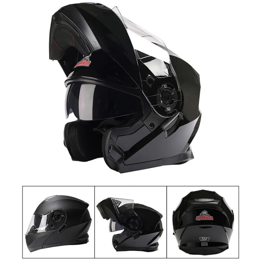 

BlackLion Motorcycle Dual Visor Lens Flip Up Helmet Classic Cool Motocross Racing Full Face Helmets Casco Moto DOT Approved