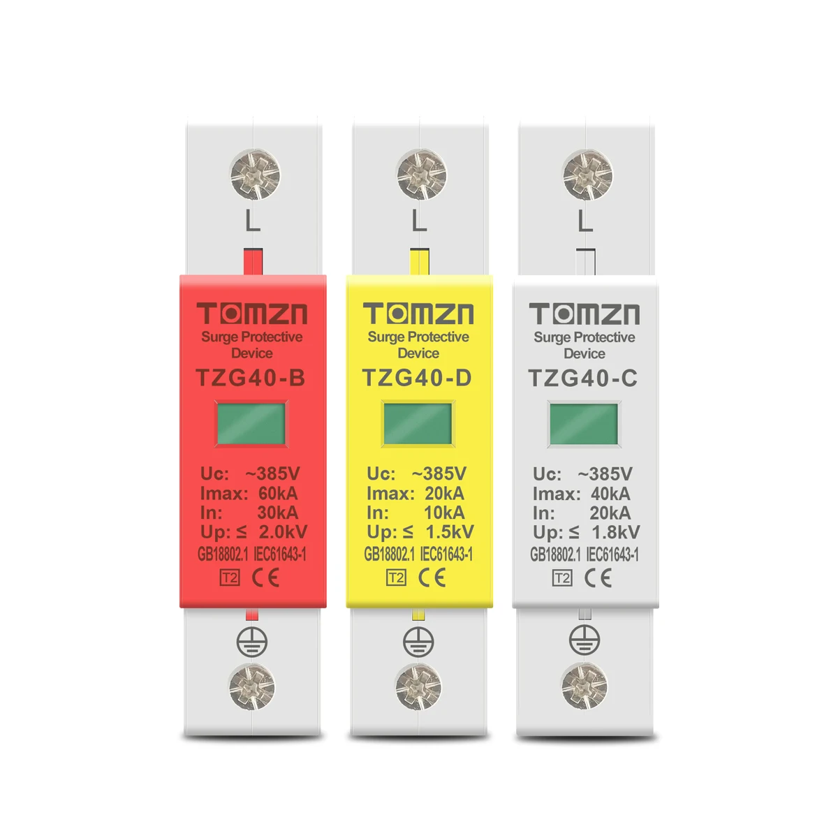 AC SPD 1P 20KA 40KA 60KA 275V 385V House Surge Protector Protective Low-voltage Arrester Device