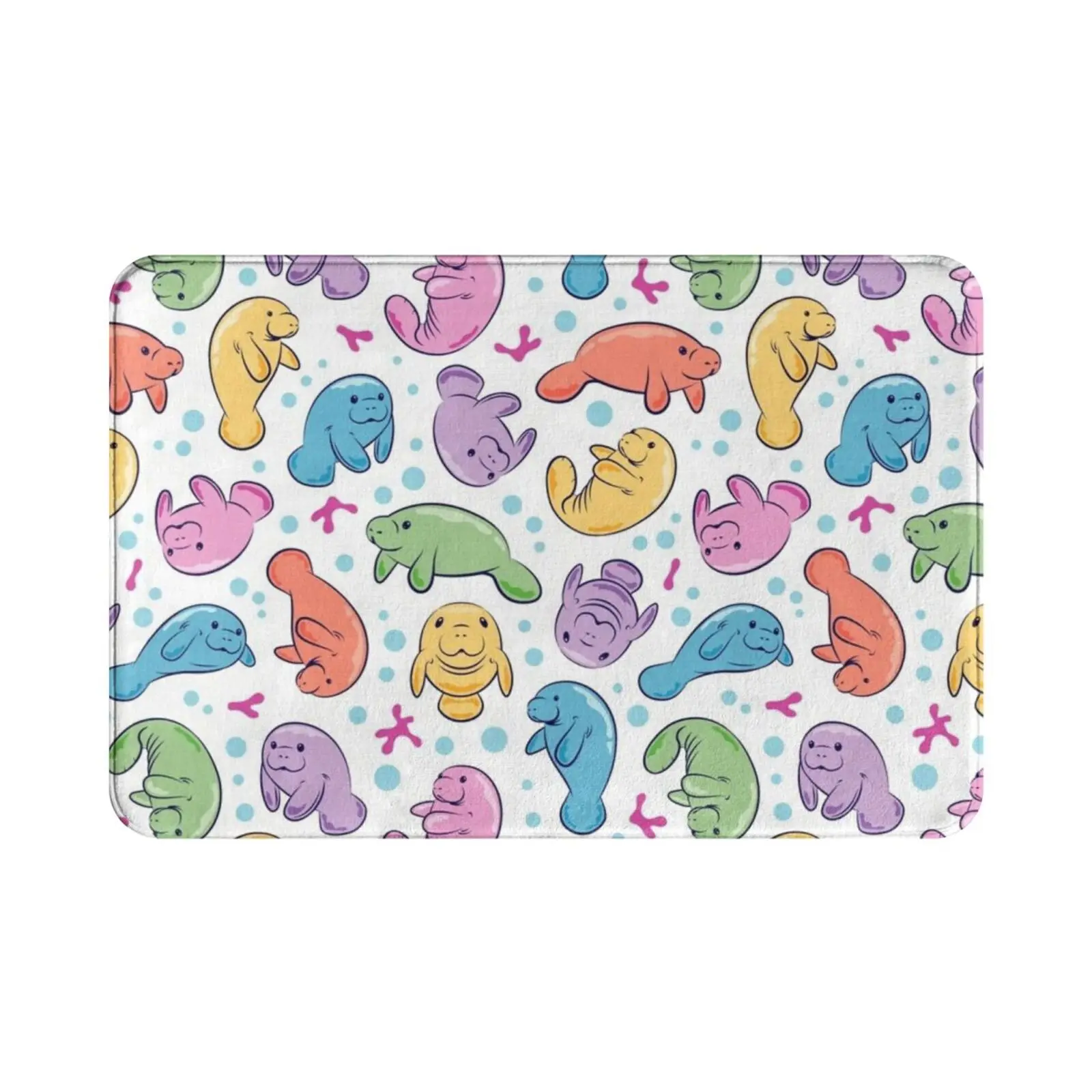 Cute Manatee Pattern-Colorful Underwater Pattern Carpet Mat Rug Cushion Soft Manatee Manatee Manatee Manatee Save