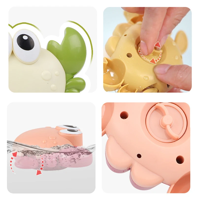 Animal Crab Cartoon Bath Toys Classic Baby Water Toy  Floating Pulling Swim Crab Wound-up Chain Clockwork Baby Children Bath Toy