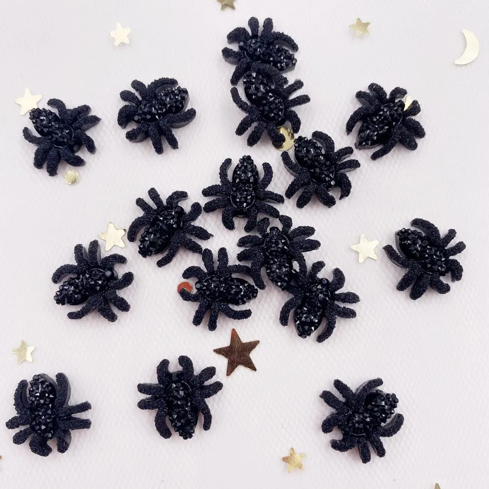 60pcs Delicate Black Spider Flatback Rhinestone Applique DIY Christmas Scrapbook Jewelry Stone Craft F977*2