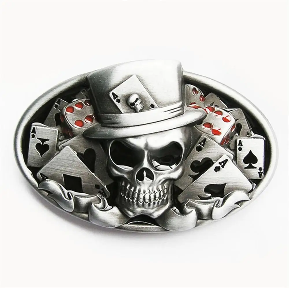 Vintage Style Distribute Dice Skull Tattoo Casino Belt Buckle CS036 Free Shipping