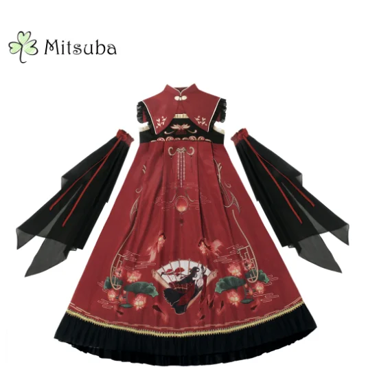 Robe Lolita pour filles, tenue brodée, style chinois, vintage, imprimé, gothique, princesse douce, kawaii, jsk