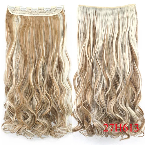 Imagen 2 del producto Soowee, 24 ''y 28'', dijes de pelo sintético, extensiones de cabello con Clip, piezas de cabello rizado marrón falso Rubio sucio para mujeres