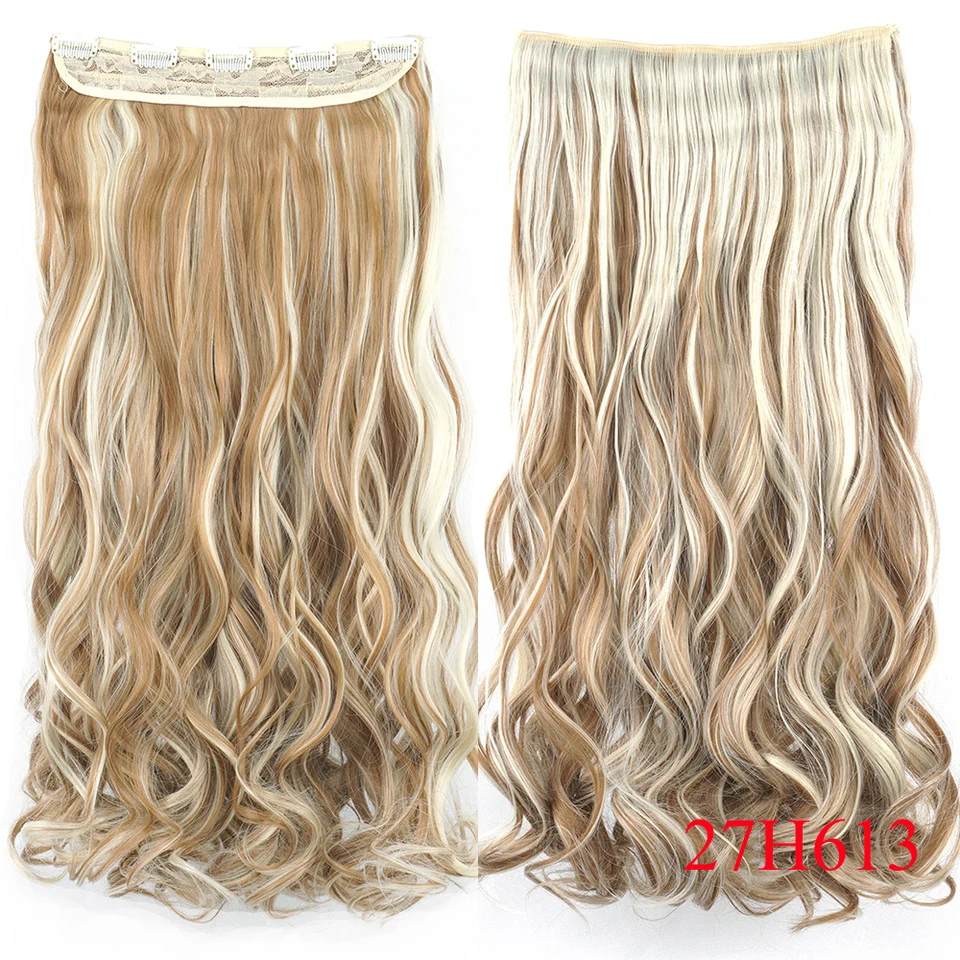 Extensiones de cabello con clip sintéticas Soowee de 24 y 28 pulgadas, con encantos, rubio sucio y marrón rizado 2