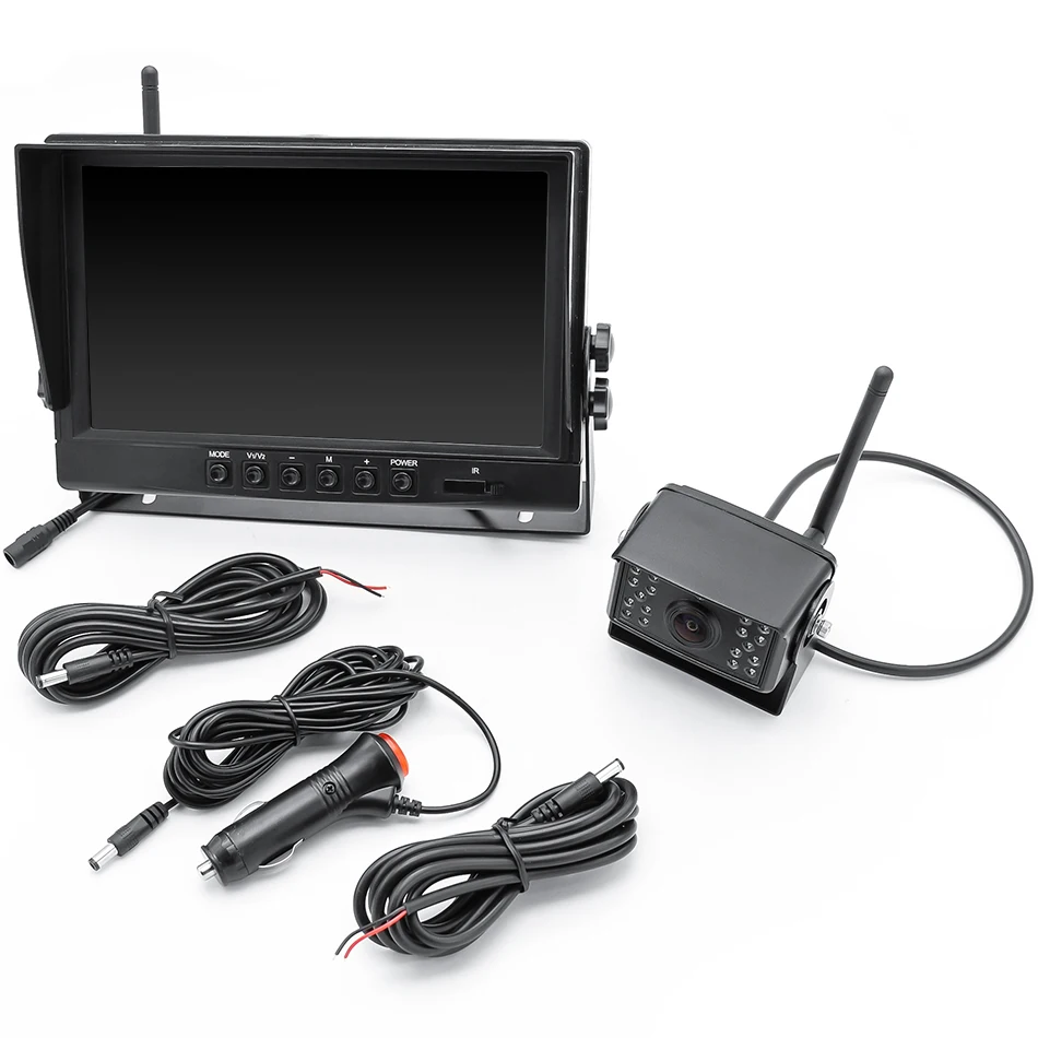 GreenYi 9 Inch AHD Digital Wireless Backup DVR Record Camera and 4CH AHD Monitor Kit For Truck/Trailer/Bus/Pickups/Trailer