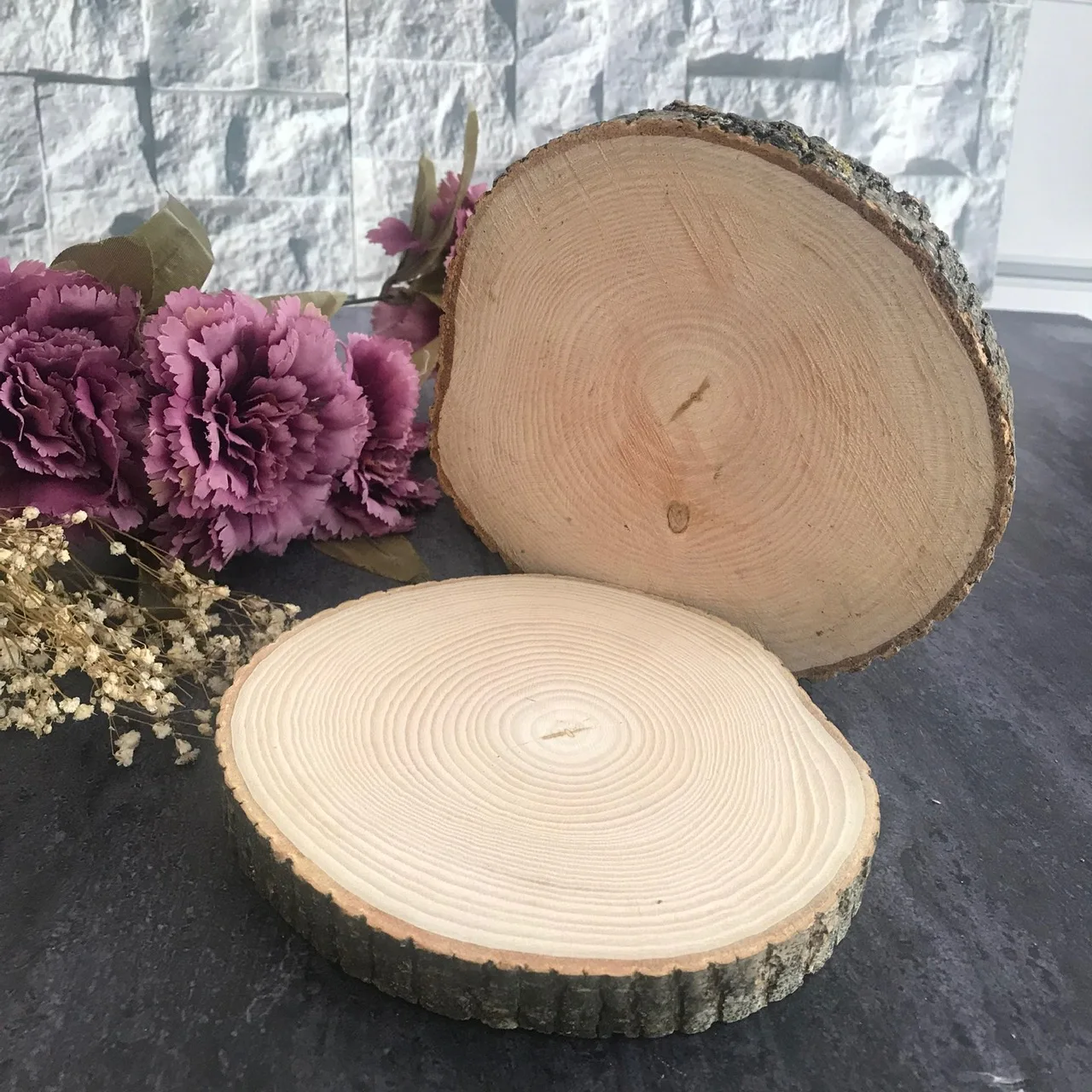 Log Of Wood Natural Round Slice Tree Bark Discs Cake Rustic Wooden Stand Wedding Party Painting Decor Home Decoration 10-20 CM