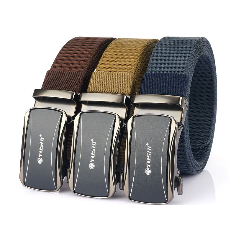 MEDYLA Men's Belt New Aluminum Alloy Patch Automatic Buckle Belt Nylon Canvas Belt Outdoor Leisure Breathable Belt BLL080