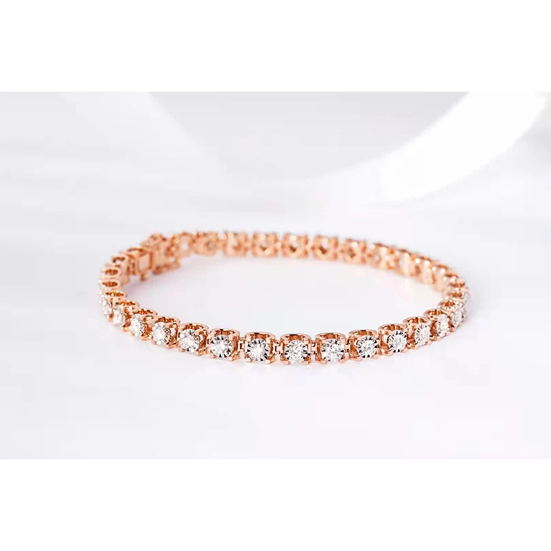 

1.3 Carat 18K Rose Gold Natural Diamond Bracelet Inlaid with 16cm/17cm Round Strand Bracelets