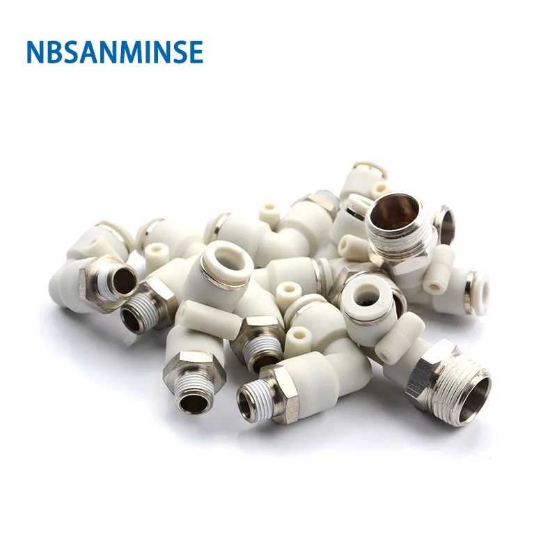 10Pcs/lot PL Air Fitting M5 M6 1/8 1/4 3/8 1/2 Plastic Push In Air Male Elbow Tube Fitting Pneumatic parts NBSANMINSE