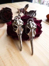 Bird Skull Earrings, Gothic Jewelry, Gifts for Her, for Him, Goth Earrings, Punk Earrings, Bird Earrings