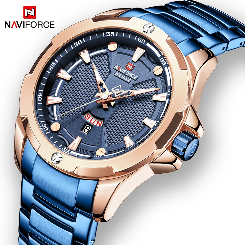 NAVIFORCE Mens Watches Top Brand Luxury Man Wrist Watch Quartz Steel Waterproof Sports Chronograph Watch Men Relogio Masculino